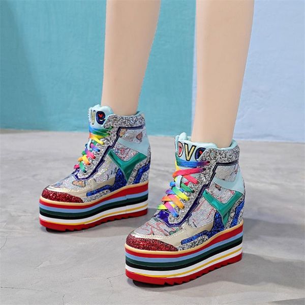 boots 2021 women lace up genuine leather wedges high heel ankle female shiny glitter chunky platform fashion sneakers, Black
boots 2021 women lace up genuine leather wedges high heel ankle female shiny glitter chunky platform fashion sneakers, Black