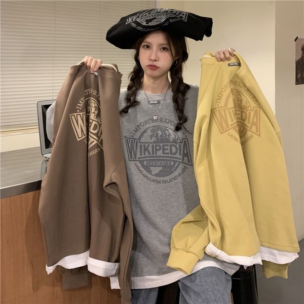korean vintage round neck fake two thin loose large size sweaters schoolgirl chunqiu yuansufeng jacket, Black
korean vintage round neck fake two thin loose large size sweaters schoolgirl chunqiu yuansufeng jacket, Black