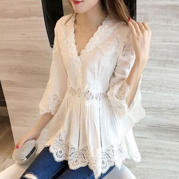 women's blouses & shirts autumn ladies white blusas 3/4 sleeve chiffon lace crochet women v neck clothing feminine blouse
women's blouses & shirts autumn ladies white blusas 3/4 sleeve chiffon lace crochet women v neck clothing feminine blouse