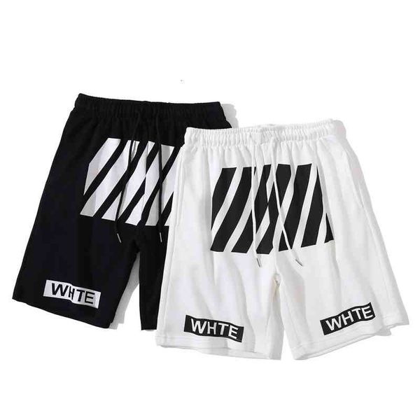 white trendy off diagonal ow stripe printed men's and women's shorts couple casual capris beach pants summer, Black
white trendy off diagonal ow stripe printed men's and women's shorts couple casual capris beach pants summer, Black