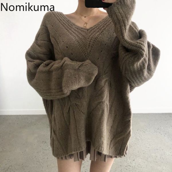 nomikuma knitted twist sweater women v neck long sleeve korean chic hollow out casual loose retro pullover ropa mujer 3d785 210514, White;black
nomikuma knitted twist sweater women v neck long sleeve korean chic hollow out casual loose retro pullover ropa mujer 3d785 210514, White;black