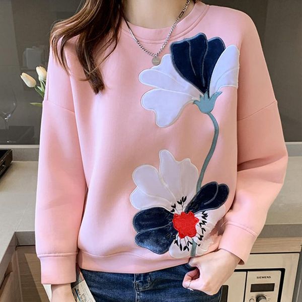 women's hoodies & sweatshirts fashion embroidery 2021 spring autumn female casual solid color sweatshirt, Black
women's hoodies & sweatshirts fashion embroidery 2021 spring autumn female casual solid color sweatshirt, Black
