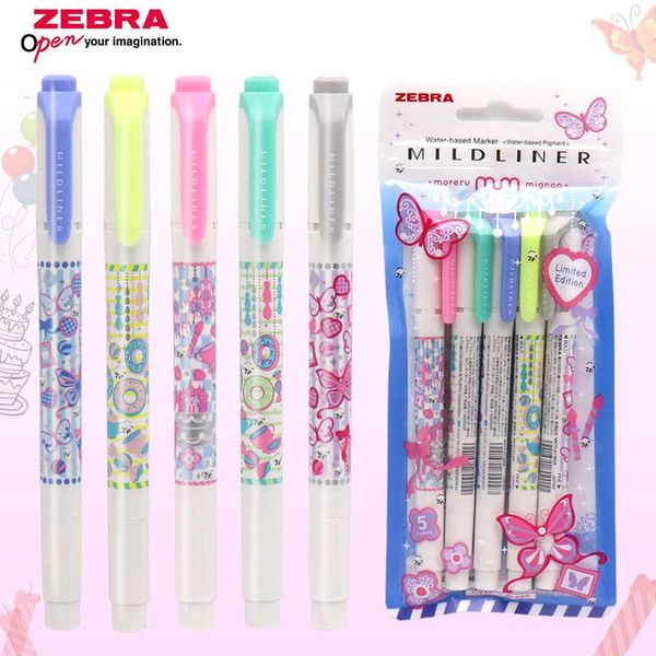 highlighters zebra wkt7 highlighter mildliner markers butterfly party limited edition double-headed fluorescent pens school 5 colors/set, Black;red
highlighters zebra wkt7 highlighter mildliner markers butterfly party limited edition double-headed fluorescent pens school 5 colors/set, Black;red