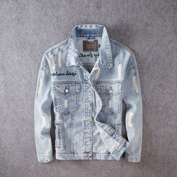 men's jackets spring autumn fashion denim men embroidery designer ripped chaqueta retro blue jaqueta masculino ufkq 7kcv, Black;brown
men's jackets spring autumn fashion denim men embroidery designer ripped chaqueta retro blue jaqueta masculino ufkq 7kcv, Black;brown