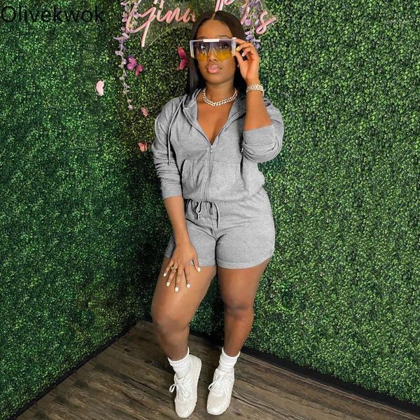 women's tracksuits olivekwok 2021 autumn woman shorts sets long sleeve fashion solid zipper casual hooded two-piece suits, Gray
women's tracksuits olivekwok 2021 autumn woman shorts sets long sleeve fashion solid zipper casual hooded two-piece suits, Gray