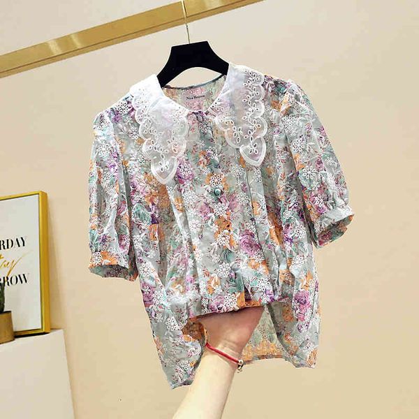 suits sweet floral patchwork chiffon shirt summer peter pan collar short puff sleeve blouse, White;black
suits sweet floral patchwork chiffon shirt summer peter pan collar short puff sleeve blouse, White;black