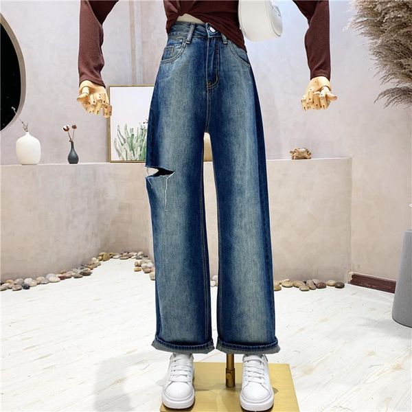 women's jeans niche design clothing summer 2021 fashion loose hole straight high waist wide leg pants, Blue
women's jeans niche design clothing summer 2021 fashion loose hole straight high waist wide leg pants, Blue