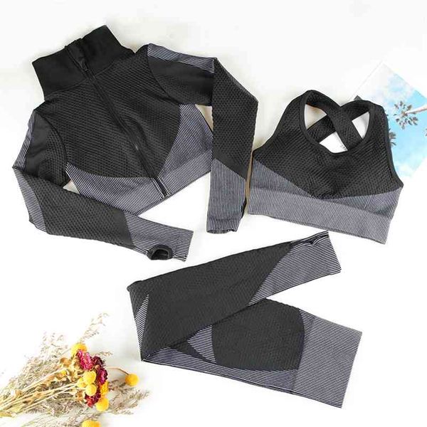 chrleisure seamless tracksuit women zipper 2/3 piece set women fitness sport set high stretchy gym suits high waist leggings 210709, White
chrleisure seamless tracksuit women zipper 2/3 piece set women fitness sport set high stretchy gym suits high waist leggings 210709, White