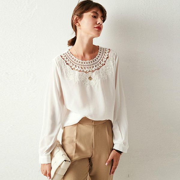 100% silk blouse women shirt solid vintage design o neck long sleeves casual graceful style fashion women's blouses & shirts, White
100% silk blouse women shirt solid vintage design o neck long sleeves casual graceful style fashion women's blouses & shirts, White