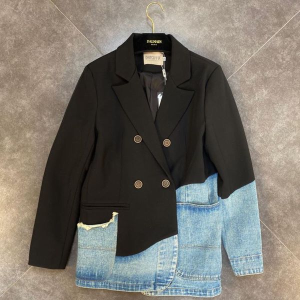 spring autumn fashion casual lapel long sleeve loose double breasted patchwork denim jacket coat women sf094 women's suits & blazers, White;black
spring autumn fashion casual lapel long sleeve loose double breasted patchwork denim jacket coat women sf094 women's suits & blazers, White;black