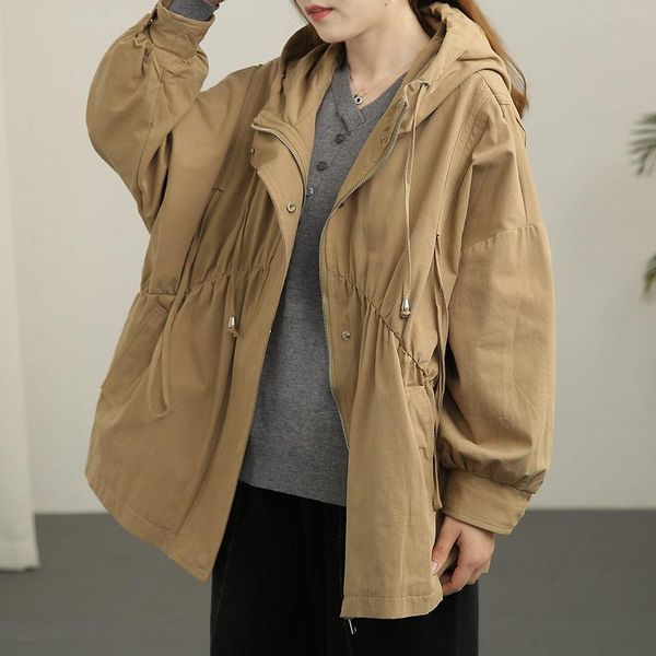 tooling art japanese windbreaker 2021 spring fall drawstring waist loose hooded jacket fashion casual wild women outerwear y1477 women', Tan;black
tooling art japanese windbreaker 2021 spring fall drawstring waist loose hooded jacket fashion casual wild women outerwear y1477 women', Tan;black