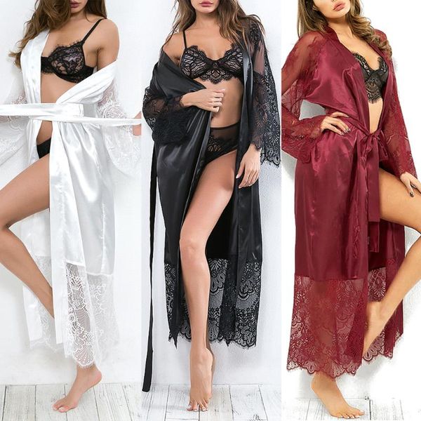 women's sleepwear large night wear robe women casual transparent kimono intimate satin lace coat patchwork 3xl, Black;red
women's sleepwear large night wear robe women casual transparent kimono intimate satin lace coat patchwork 3xl, Black;red