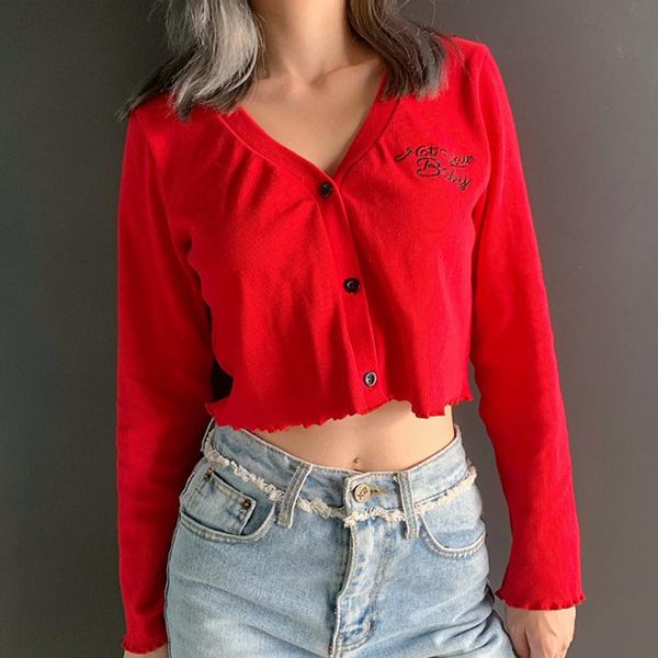 vintage letter embroidery print v neck korean t shirts for women red long sleeve crop casual cute streetwear women's t-shirt, White
vintage letter embroidery print v neck korean t shirts for women red long sleeve crop casual cute streetwear women's t-shirt, White