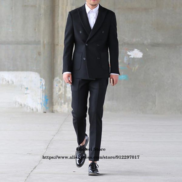 men's suits & blazers classic black mens double breasted 2 piece jacket pants set wedding groom tuxedo formal business slim blazer cost, White;black
men's suits & blazers classic black mens double breasted 2 piece jacket pants set wedding groom tuxedo formal business slim blazer cost, White;black