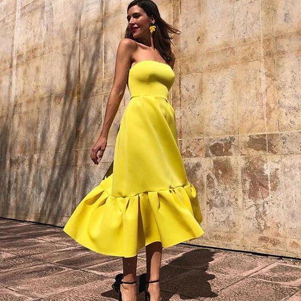 party dresses yellow strapless evening dress vestidos de fiesta noche sleeveless prom 2021 formal gowns, White;black
party dresses yellow strapless evening dress vestidos de fiesta noche sleeveless prom 2021 formal gowns, White;black