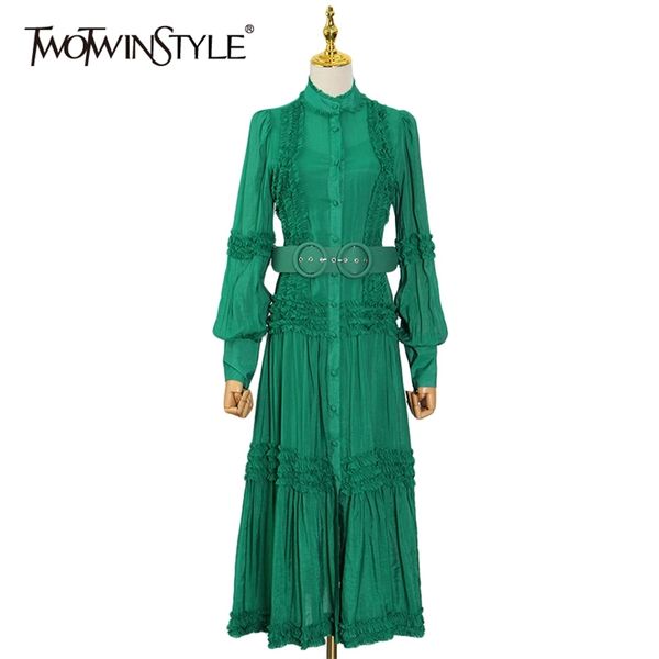 green vintage dress for women stand collar lantern long sleeve high waist sashes solid dresses female clothing 210520, Black;gray
green vintage dress for women stand collar lantern long sleeve high waist sashes solid dresses female clothing 210520, Black;gray