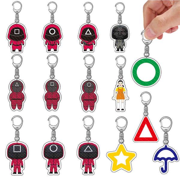 30pcs squid game acrylic keychains dalgona candy soldier triangle series doll figure pendant keyring movie jewelry whole, Silver
30pcs squid game acrylic keychains dalgona candy soldier triangle series doll figure pendant keyring movie jewelry whole, Silver