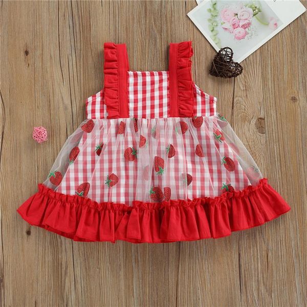 girl's dresses baby girls square collar dress with bow-knot plaid strawberry print sleeveless sundress for summer, Red;yellow
girl's dresses baby girls square collar dress with bow-knot plaid strawberry print sleeveless sundress for summer, Red;yellow