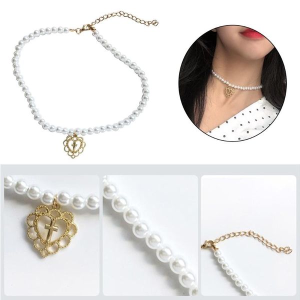 chains punk gothic harajuku pearl chain hollow heart shaped pendant retro court cross choker necklace fashion jewelry, Silver
chains punk gothic harajuku pearl chain hollow heart shaped pendant retro court cross choker necklace fashion jewelry, Silver