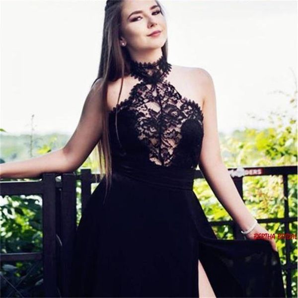 party dresses high split evening dress long halter a line chiffon lace prom gown for women 2021 vestidos de fiesta noche, White;black
party dresses high split evening dress long halter a line chiffon lace prom gown for women 2021 vestidos de fiesta noche, White;black