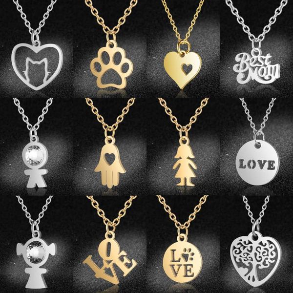 chains heart love mom charm necklace wholesale 100% stainless steel women girl boy bear cat hamsa hand necklaces drop, Silver
chains heart love mom charm necklace wholesale 100% stainless steel women girl boy bear cat hamsa hand necklaces drop, Silver