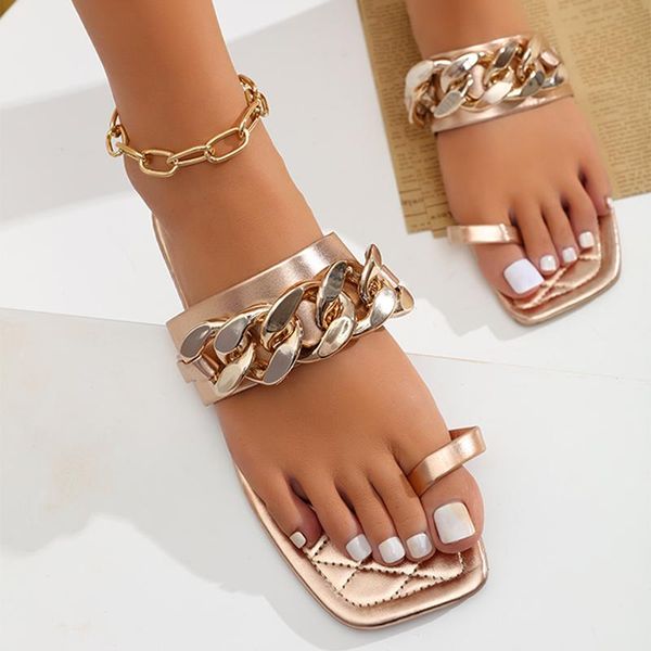 slippers slides women solid color casual lady metal chain decor flip flops outdoor beach clip toe shoes summer female flats, Black
slippers slides women solid color casual lady metal chain decor flip flops outdoor beach clip toe shoes summer female flats, Black