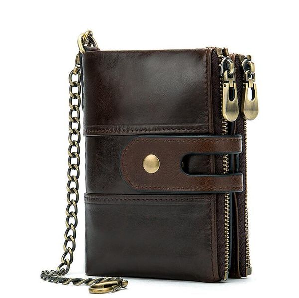 genuine leather retro 2 fold rfid wallet men's coin purse key chain snap zipper wallets chain purse 3485 brown, Red;black
genuine leather retro 2 fold rfid wallet men's coin purse key chain snap zipper wallets chain purse 3485 brown, Red;black