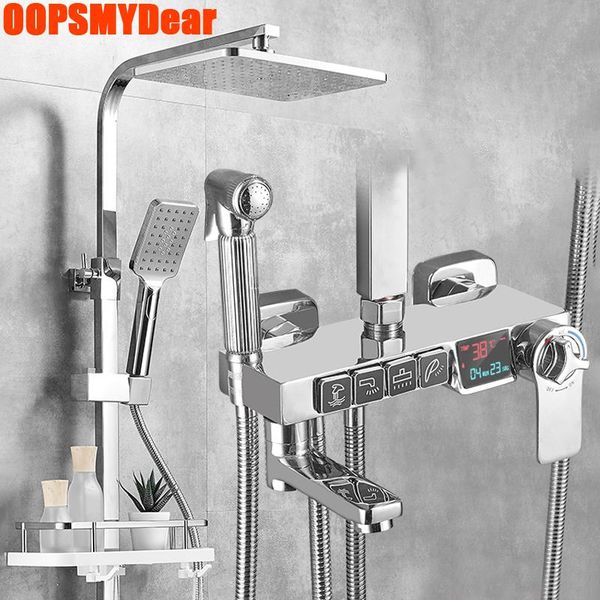 thermostatic shower system bathroom led digital shower set wall mount smart bath faucet cold mixer square head spa rain tap
thermostatic shower system bathroom led digital shower set wall mount smart bath faucet cold mixer square head spa rain tap