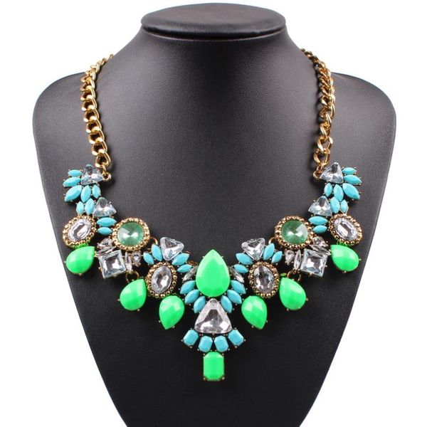 fashion chunky statement necklace flower resin vintage pendant summer crystal collar for girls chains, Silver
fashion chunky statement necklace flower resin vintage pendant summer crystal collar for girls chains, Silver