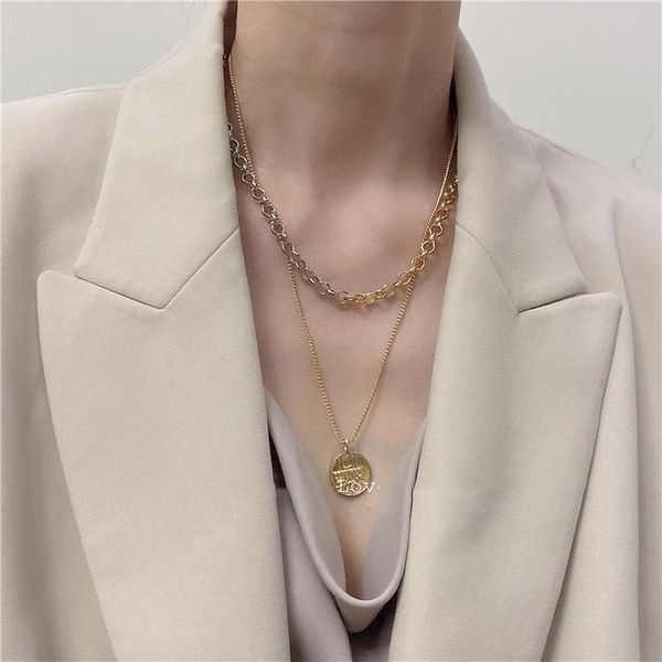 pendant necklaces origin summer double layer coin medallion necklace for women girls delicate chunky chain asymmetry jewelry, Silver
pendant necklaces origin summer double layer coin medallion necklace for women girls delicate chunky chain asymmetry jewelry, Silver