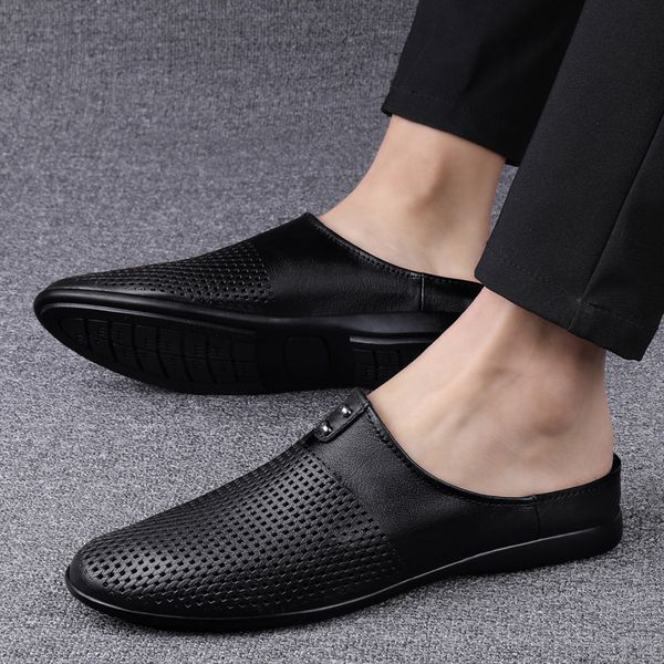 semi slipper fashion 2021 summer new baotou outdoor slippers leisure breathable men's soft leather beach shoes, Black
semi slipper fashion 2021 summer new baotou outdoor slippers leisure breathable men's soft leather beach shoes, Black