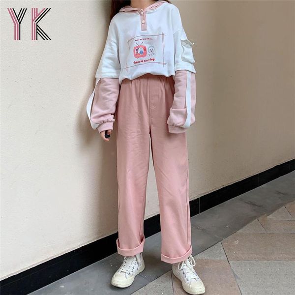 women's two piece pants two-piece hooded stitching sweater + pink straight women's fashion spring casual suits printing japanese s, White
women's two piece pants two-piece hooded stitching sweater + pink straight women's fashion spring casual suits printing japanese s, White