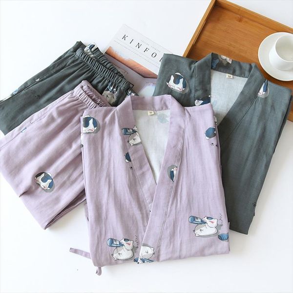 japanese style kimono two piece women sleepwear couple pajamas cover men and pure gauze cute kitten thin home service plus, Black;red
japanese style kimono two piece women sleepwear couple pajamas cover men and pure gauze cute kitten thin home service plus, Black;red