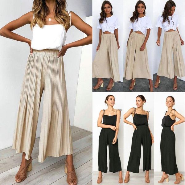 women's pants & capris 2021 style fashion casual pure high waist solid pleated wide leg palazzo elastic trouser, Black;white
women's pants & capris 2021 style fashion casual pure high waist solid pleated wide leg palazzo elastic trouser, Black;white