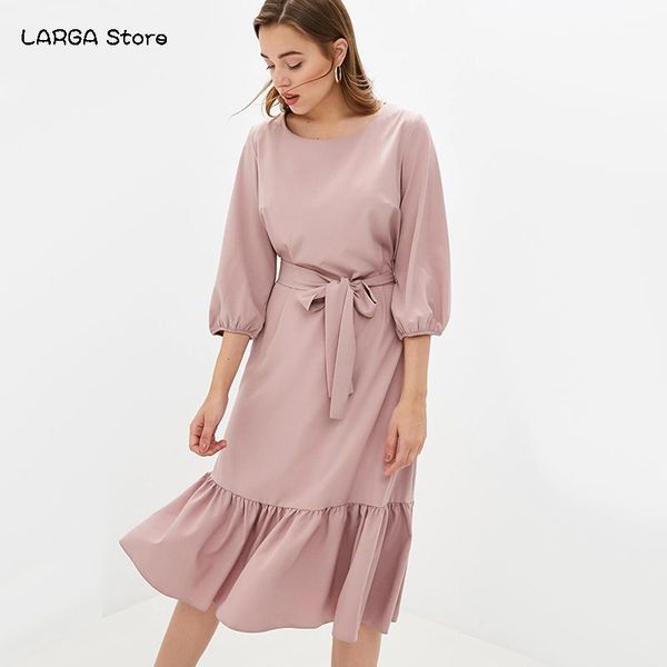 women vintage ruffled sashes a-line party dress three quarter sleeve o neck solid elegant 2021 autumn fashion casual dresses, Black;gray
women vintage ruffled sashes a-line party dress three quarter sleeve o neck solid elegant 2021 autumn fashion casual dresses, Black;gray