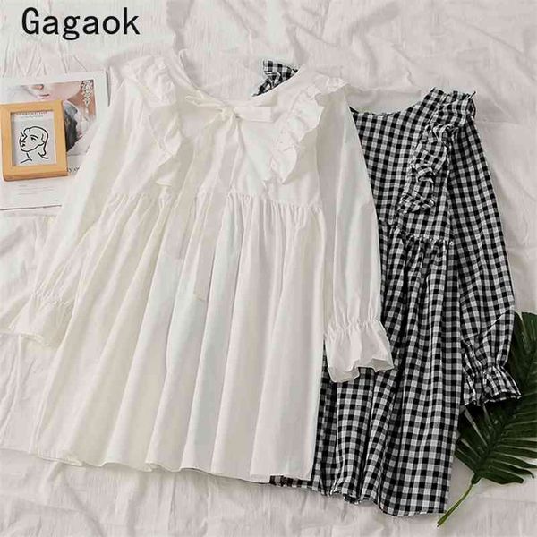 sweet a-line fashion dress spring autumn plaid ruffles flare sleeve mini dresses loose wild chic vestidos k3775 210531, Black;gray
sweet a-line fashion dress spring autumn plaid ruffles flare sleeve mini dresses loose wild chic vestidos k3775 210531, Black;gray