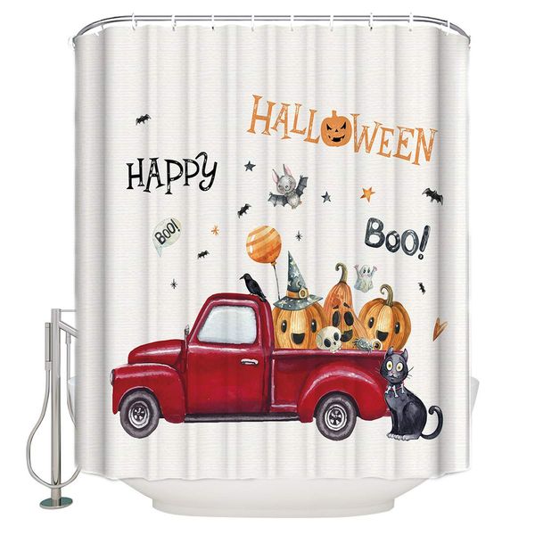 shower curtain set with hook 36" x 72", halloween elements pumpkin truck bats ghost bathroom decor waterproof polyester fabric
shower curtain set with hook 36" x 72", halloween elements pumpkin truck bats ghost bathroom decor waterproof polyester fabric