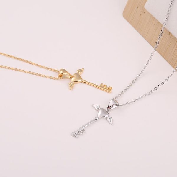 pendant necklaces sweet design heart women necklace brass material key shape clavicle jewelry gift for girls, Silver
pendant necklaces sweet design heart women necklace brass material key shape clavicle jewelry gift for girls, Silver
