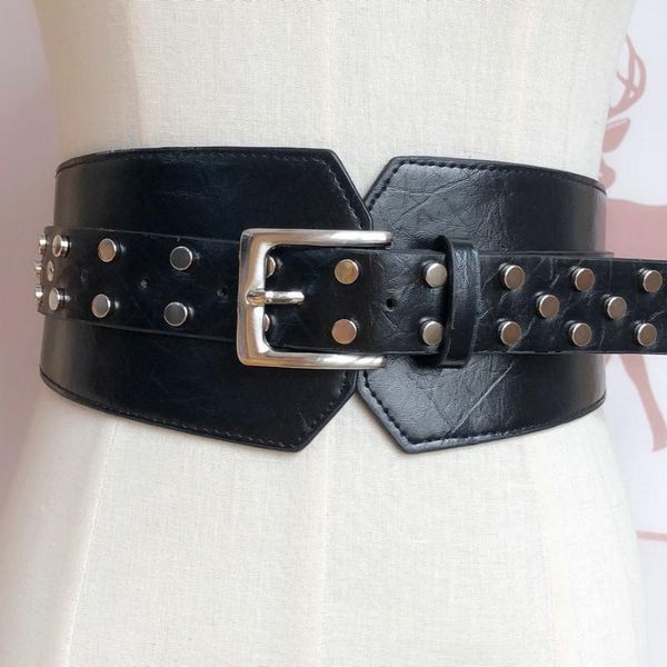 belts autumn winter women punk style corset studded black pu leather patchwork elastic wide for dress sweater coats, Black;brown
belts autumn winter women punk style corset studded black pu leather patchwork elastic wide for dress sweater coats, Black;brown