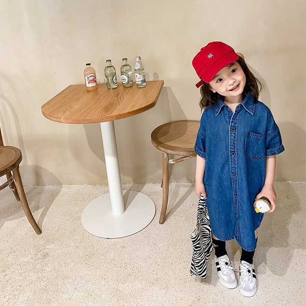 girls cute loose denim mid-length dresses summer children turndown collar casual short sleeve dress 1-8y 210615, Red;yellow
girls cute loose denim mid-length dresses summer children turndown collar casual short sleeve dress 1-8y 210615, Red;yellow