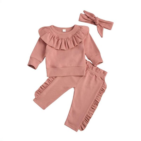 clothing sets baby girls three-piece clothes set, solid color long sleeve round collar + pants headdress, White
clothing sets baby girls three-piece clothes set, solid color long sleeve round collar + pants headdress, White