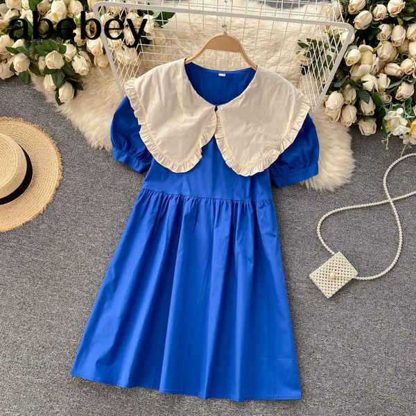 women elegant french dress retro peter pan collar puff sleeve summer fashion streetwear midi 210512, Black;gray
women elegant french dress retro peter pan collar puff sleeve summer fashion streetwear midi 210512, Black;gray