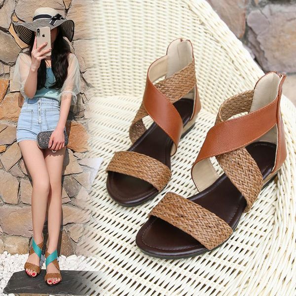 women sandals pu zip one-word shoes wedges peep toe female ladies woman sandalias plus size, Black
women sandals pu zip one-word shoes wedges peep toe female ladies woman sandalias plus size, Black
