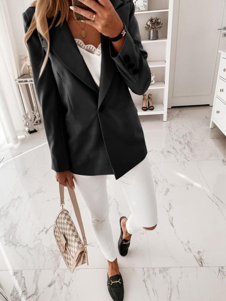 women's suits & blazers autumn and winter blazer jackets solid collar button suit jacket cardigan fashion slim fit office work coat, White;black
women's suits & blazers autumn and winter blazer jackets solid collar button suit jacket cardigan fashion slim fit office work coat, White;black
