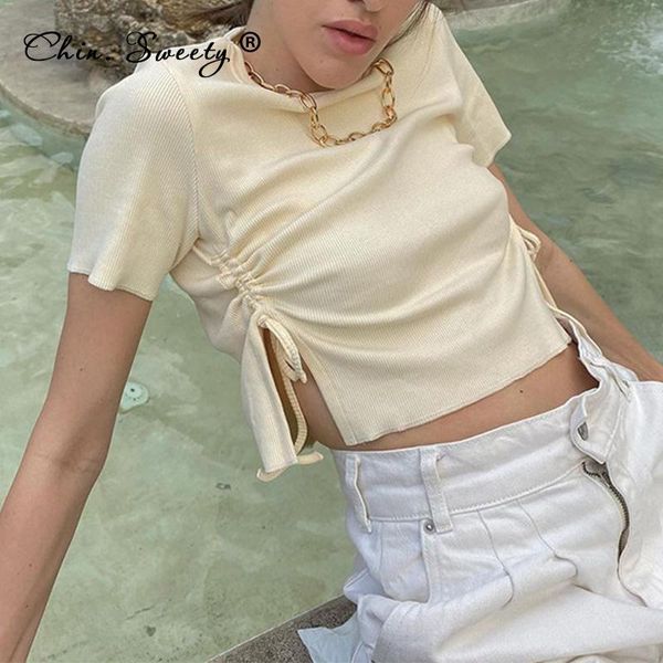 women's t-shirt ribbed drawstring slim summer o-neck short sleeve woman 2021 side split y2k ladies crop top, White
women's t-shirt ribbed drawstring slim summer o-neck short sleeve woman 2021 side split y2k ladies crop top, White