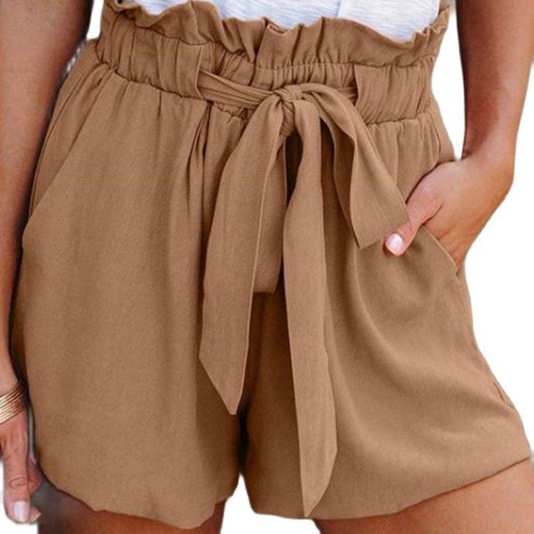 women's shorts casual women black polyester summer female clothing ruffled tied waist for, White;black
women's shorts casual women black polyester summer female clothing ruffled tied waist for, White;black