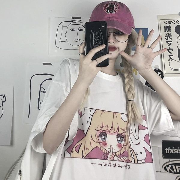 women's t-shirt casual cotton cute women japan korean cartoon kawaii girl print pattern harajuku style summer female short sleeve, White
women's t-shirt casual cotton cute women japan korean cartoon kawaii girl print pattern harajuku style summer female short sleeve, White