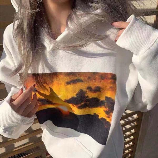 women's t-shirt spring thin long sleeve print loose student korean jacket versatile casual lazy style~, White
women's t-shirt spring thin long sleeve print loose student korean jacket versatile casual lazy style~, White