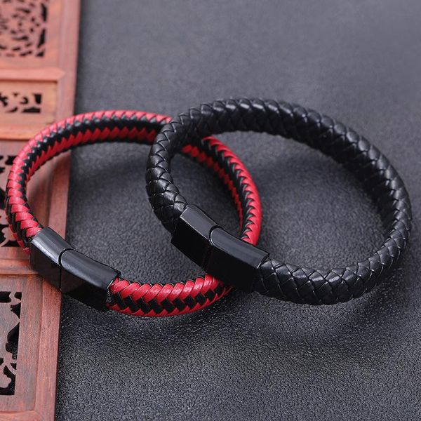 bangle retro bracelets for men black red braided cord rope magnet clasp man-made leather mens bracelet women jewelry wholesale 
bangle retro bracelets for men black red braided cord rope magnet clasp man-made leather mens bracelet women jewelry wholesale