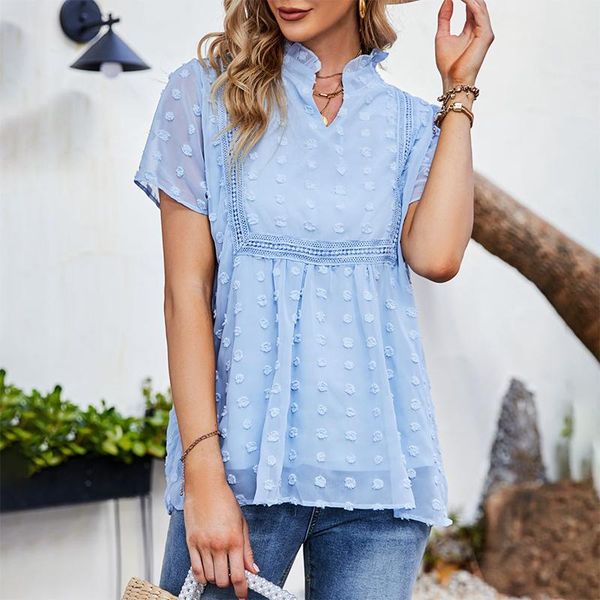 women's blouses & shirts chiffon blouse women solid v neck short sleeve patchwork shirt femme blusas summer all-match casual loose chic, White
women's blouses & shirts chiffon blouse women solid v neck short sleeve patchwork shirt femme blusas summer all-match casual loose chic, White